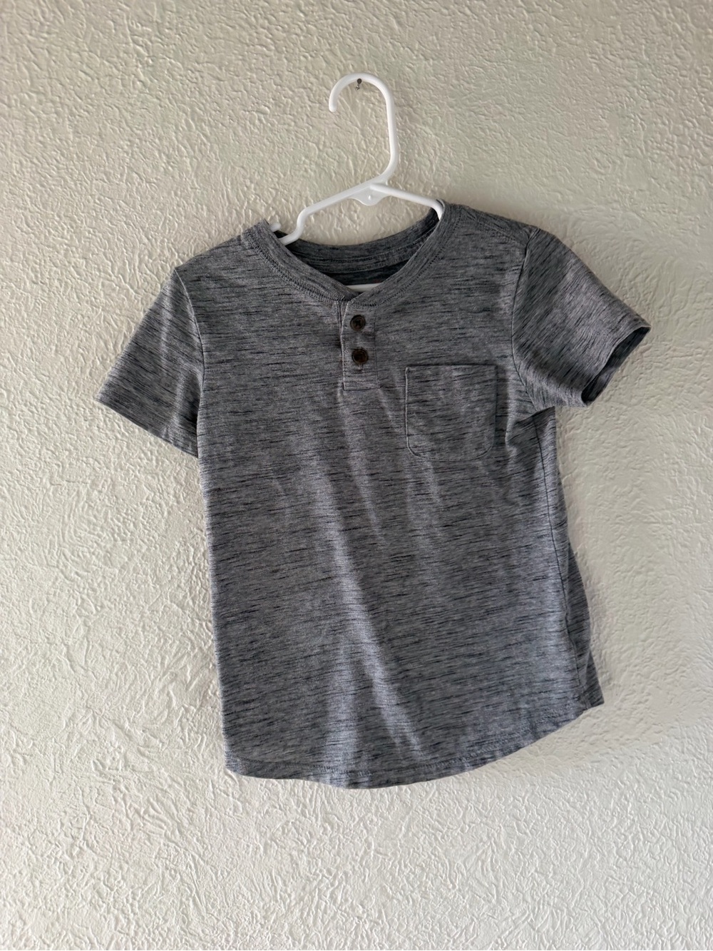 Kids Short Sleeve Heather Gray Pocket Henley Tee